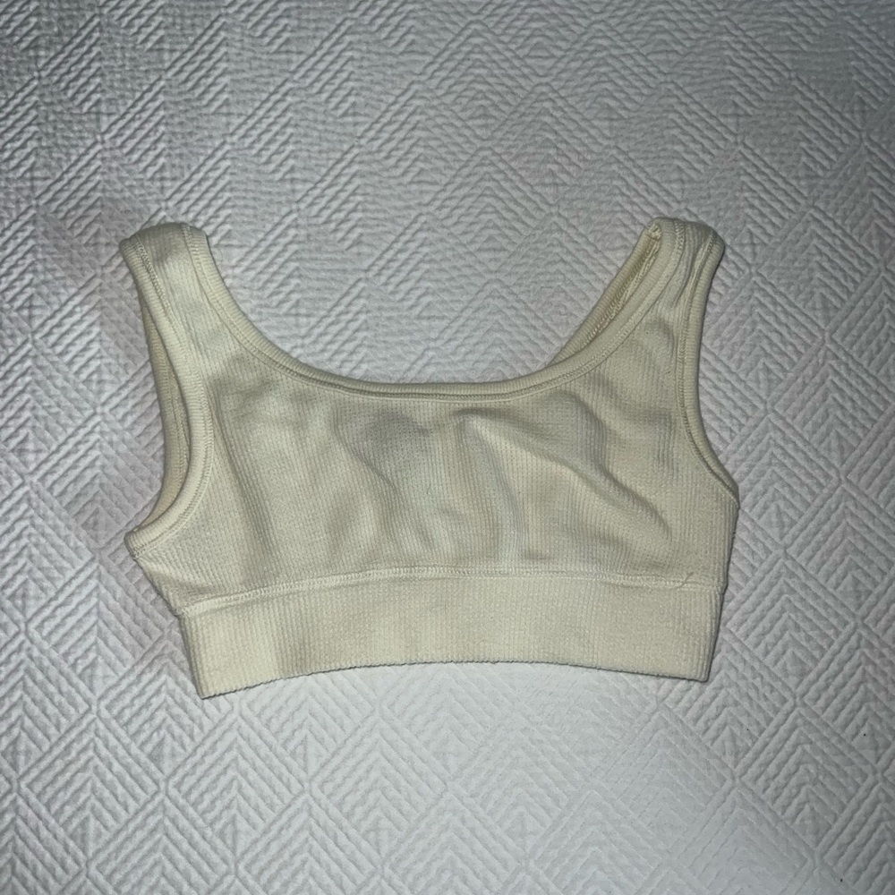 Cream Ribbed Crop Top